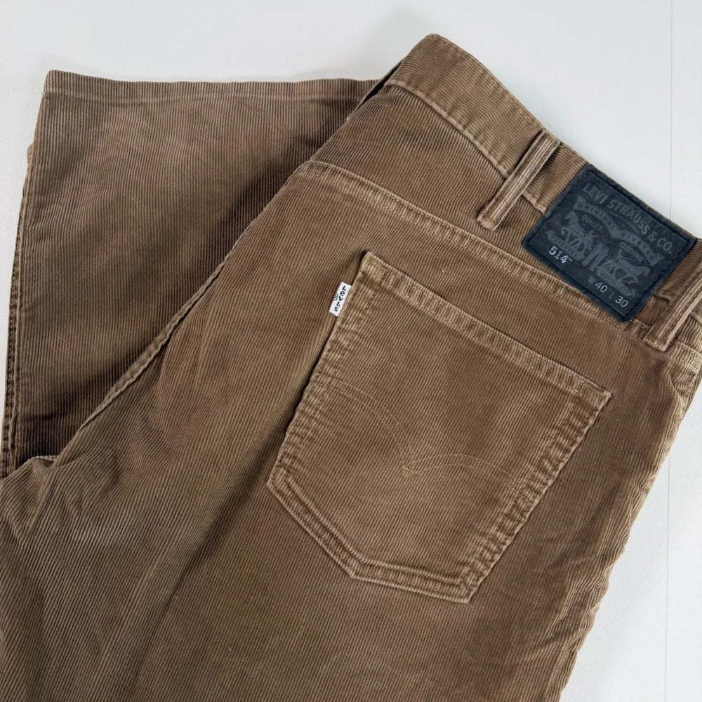 Levi's 514 Straight Fit Corduroy Pants Mens 40x30 Cotton Brown Solid Casual